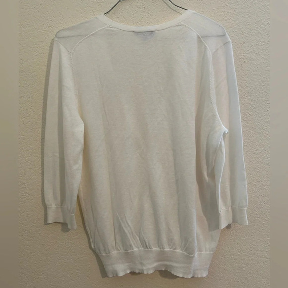 PENDLETON Cotton Women’s Cardigan Sweater Button V-Neck Lightweight White Sz M - Picture 2 of 8